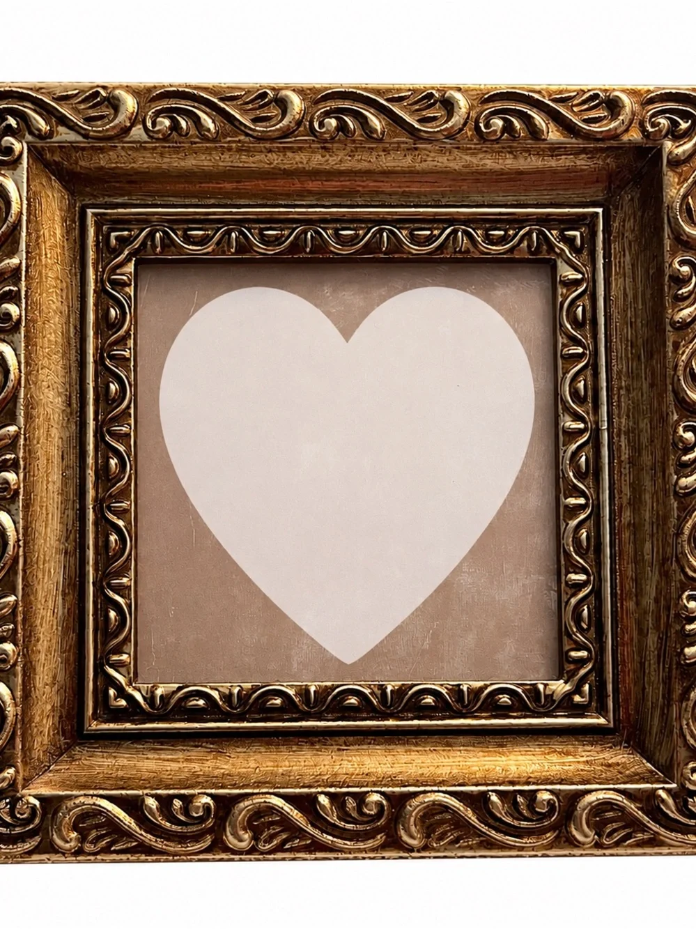 Ornate Gold Heart Framed Tabletop Decor 8.3” Square Vintage Style Easel Back